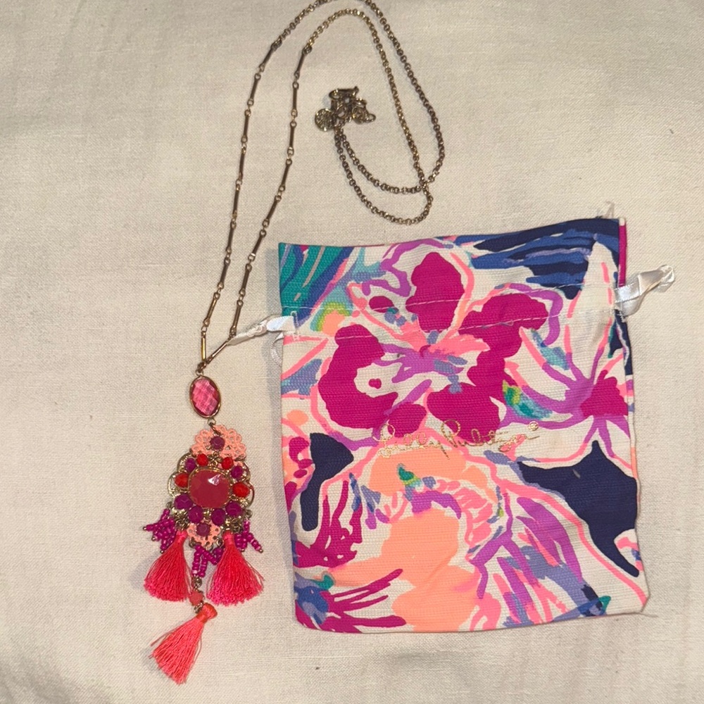 Lilly Pulitzer Pink Tassel Necklace